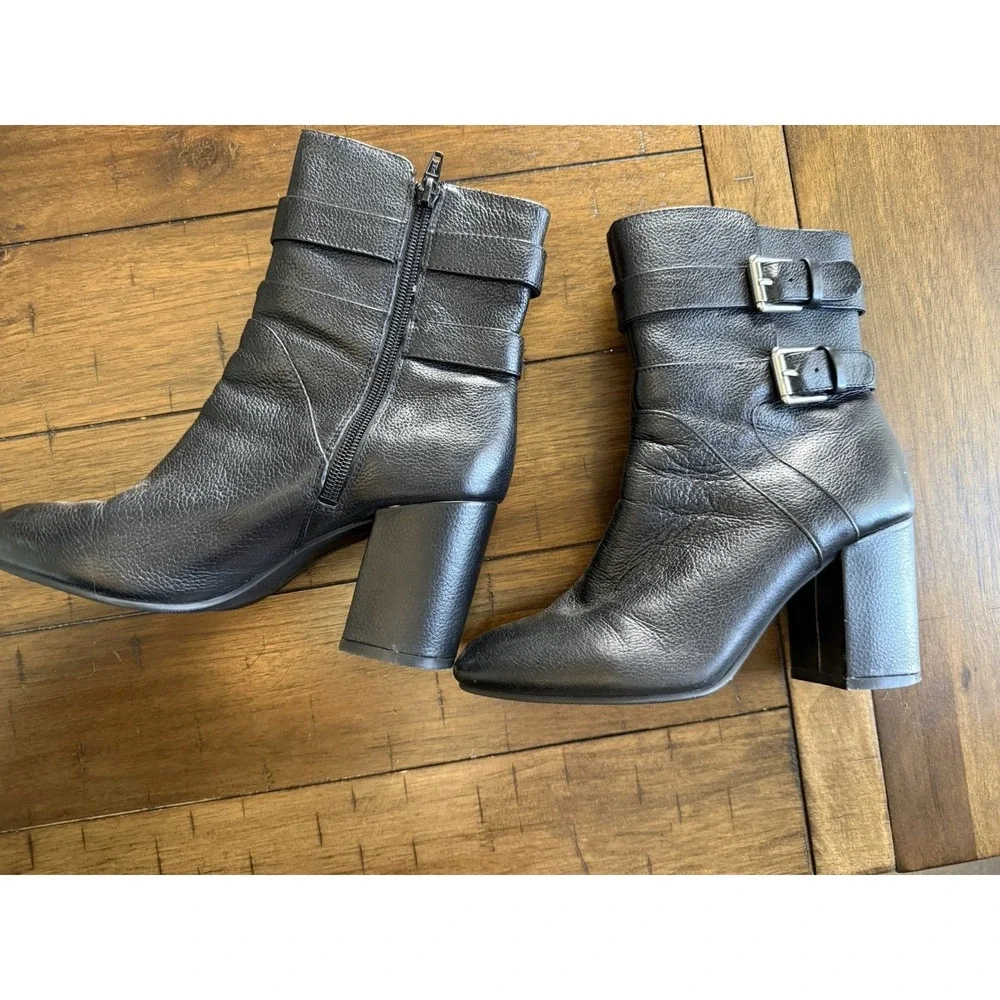 9 West NoGettuff  Ankle Boot‎ Size 7 Med. Leather Zip